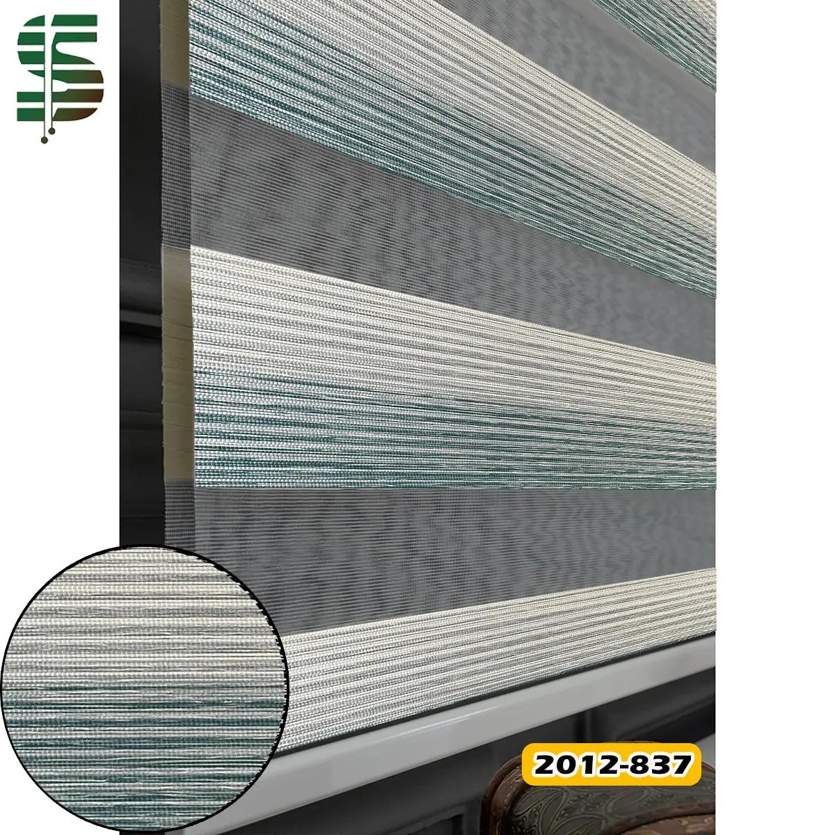 پرده زبرا طرح چوب کرم آبی کد 2012