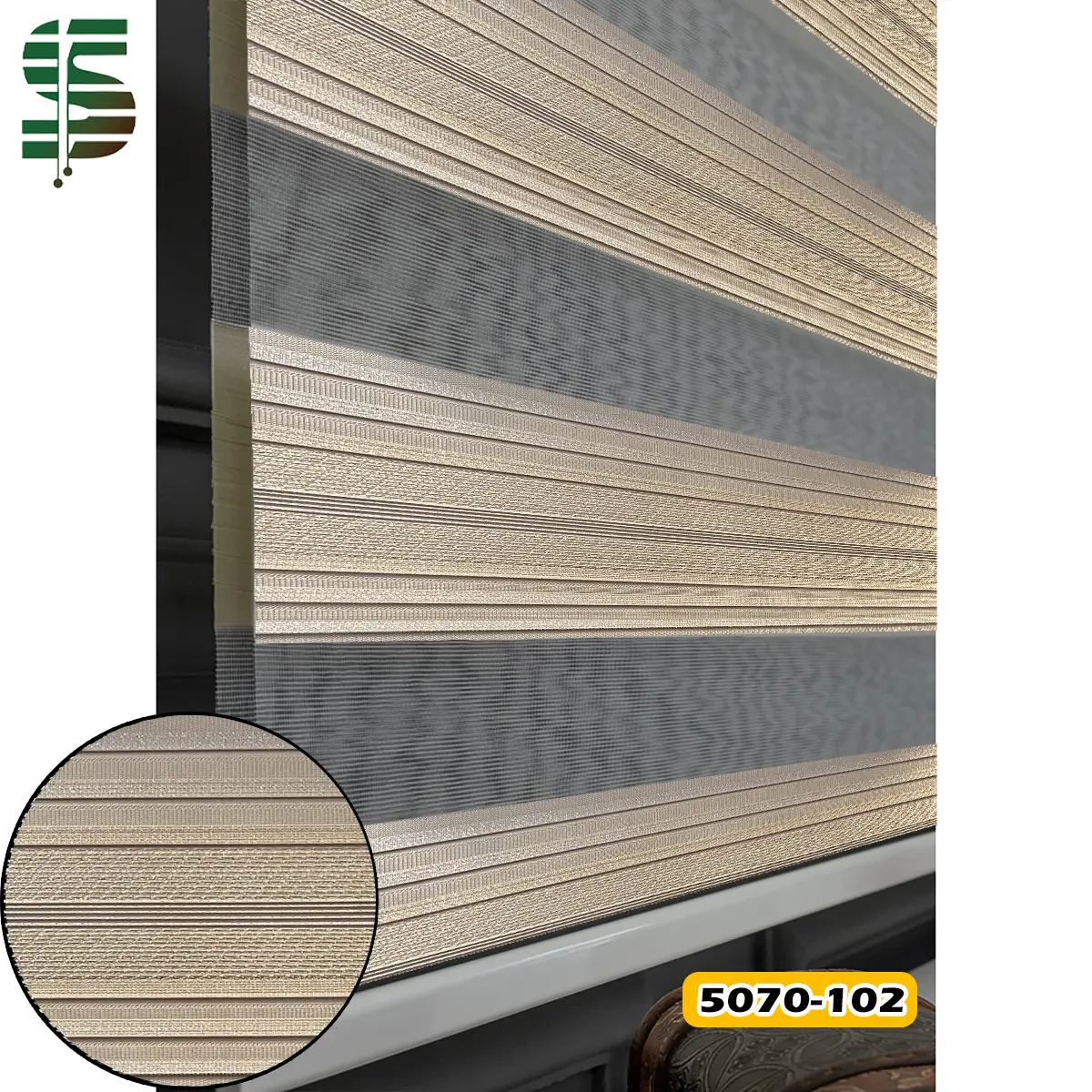 پرده زبرا پلیسه کد 5070 کرم