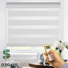 پرده زبرا برقی سفید ساده کد 5459