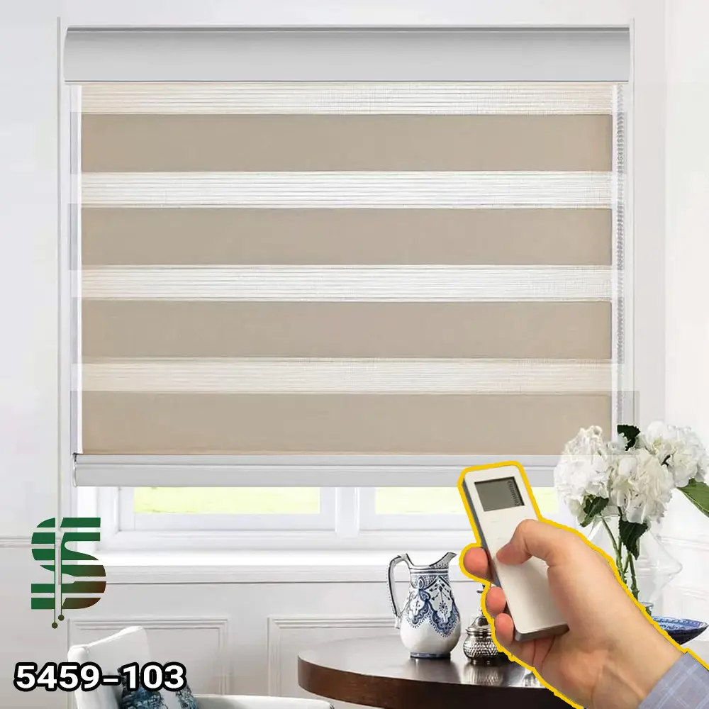 پرده زبرا برقی کرم ساده کد 5459