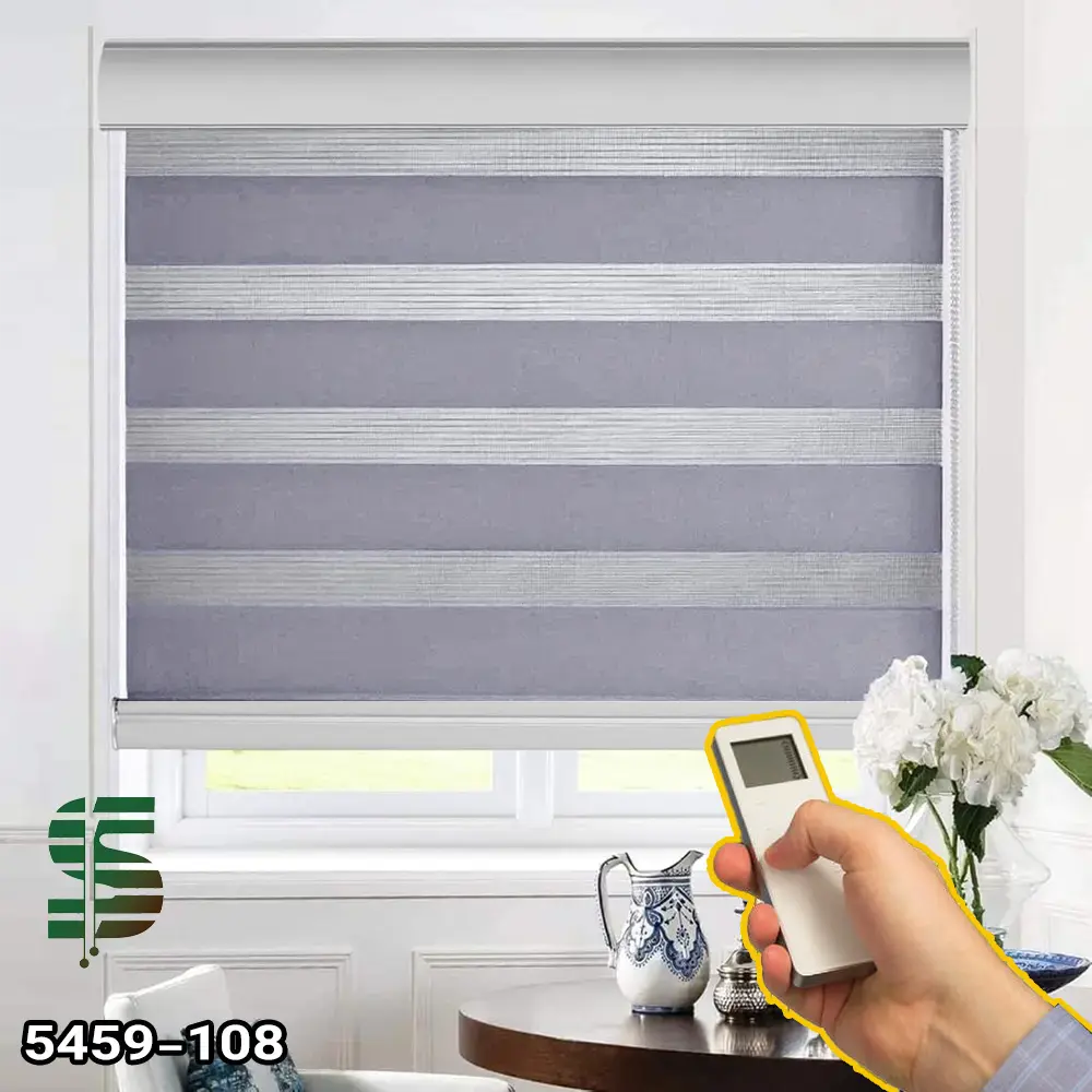 پرده زبرا برقی طوسی ساده کد 5459