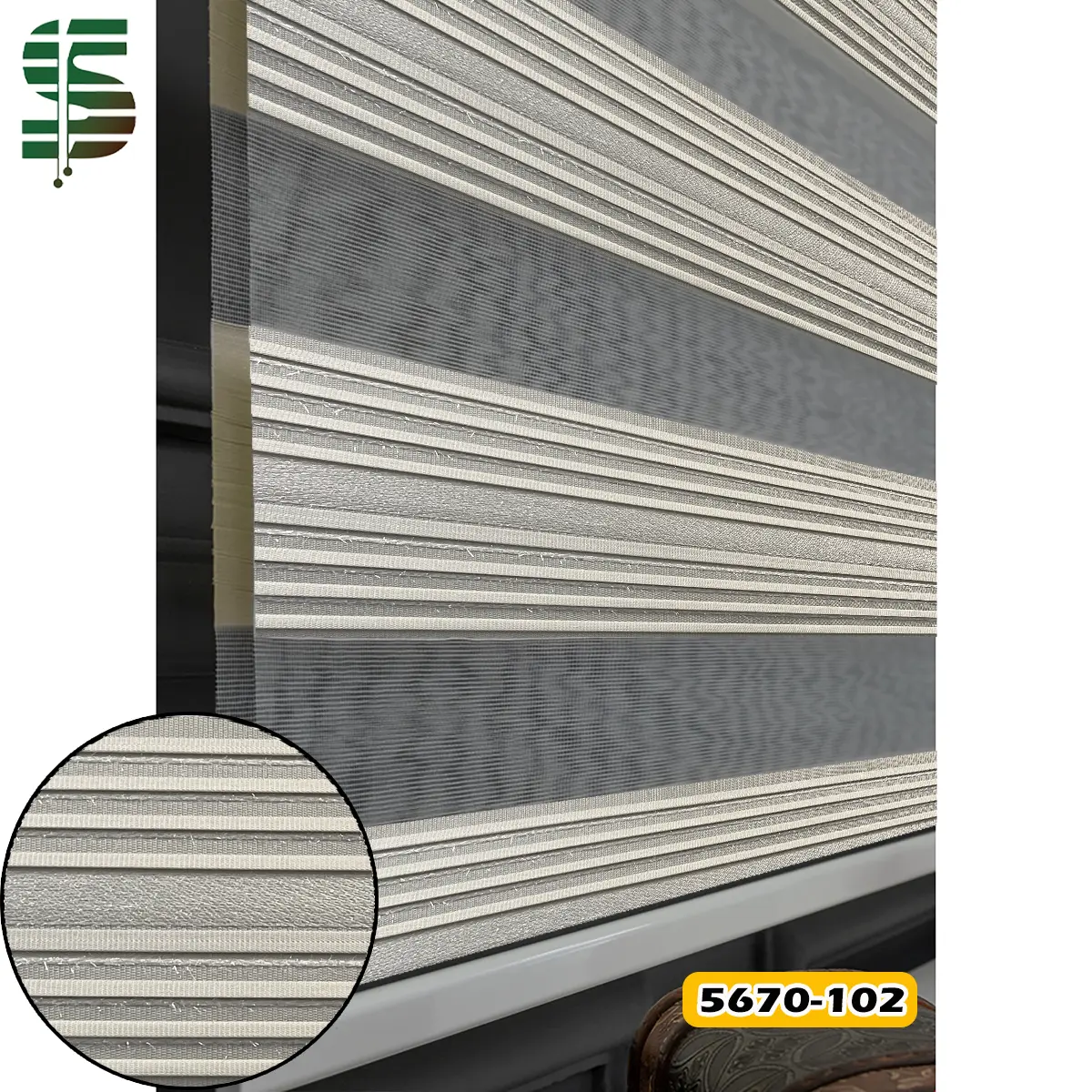 پرده زبرا پلیسه شان دار 5670 شیری