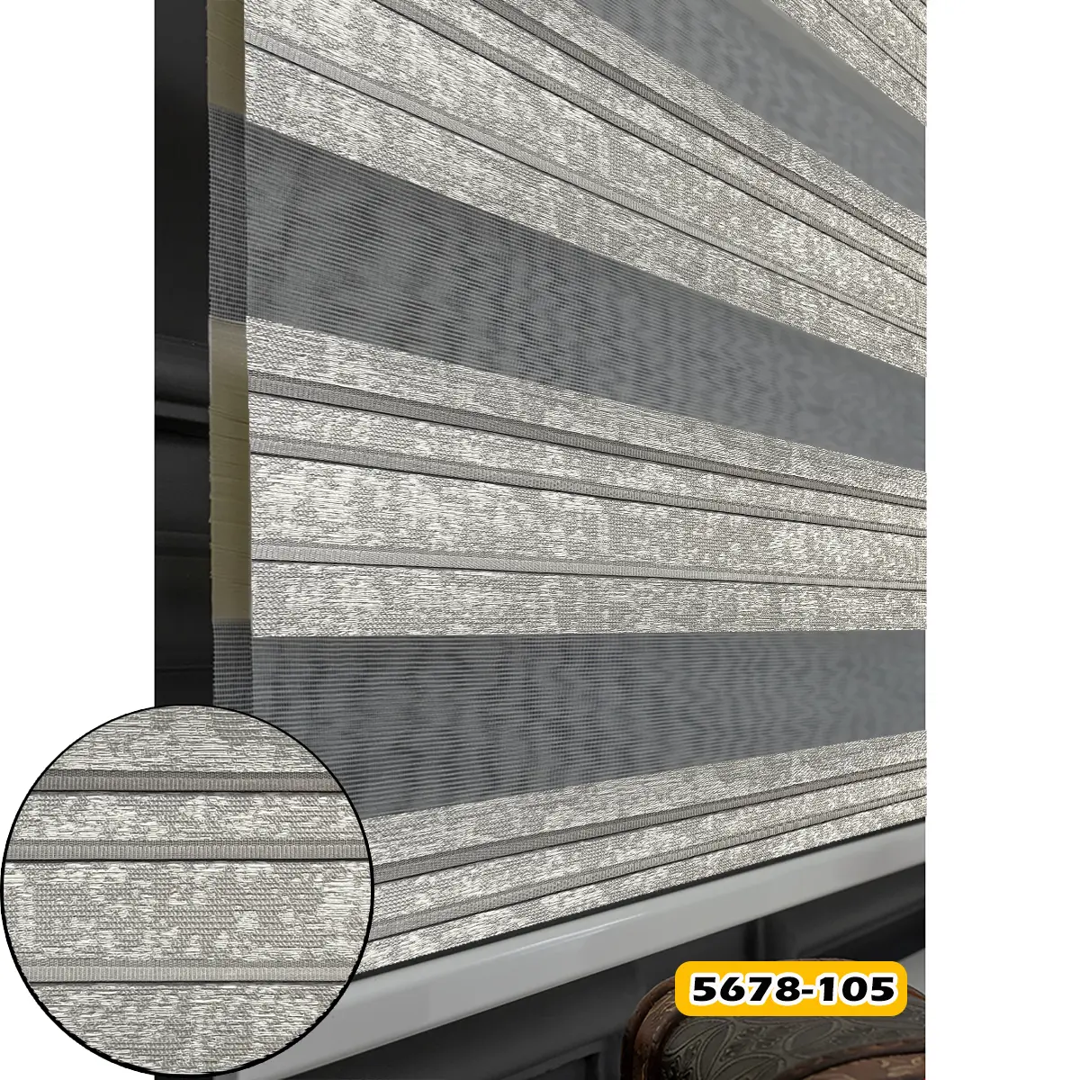 پرده زبرا پتینه 5678 طوسی روشن