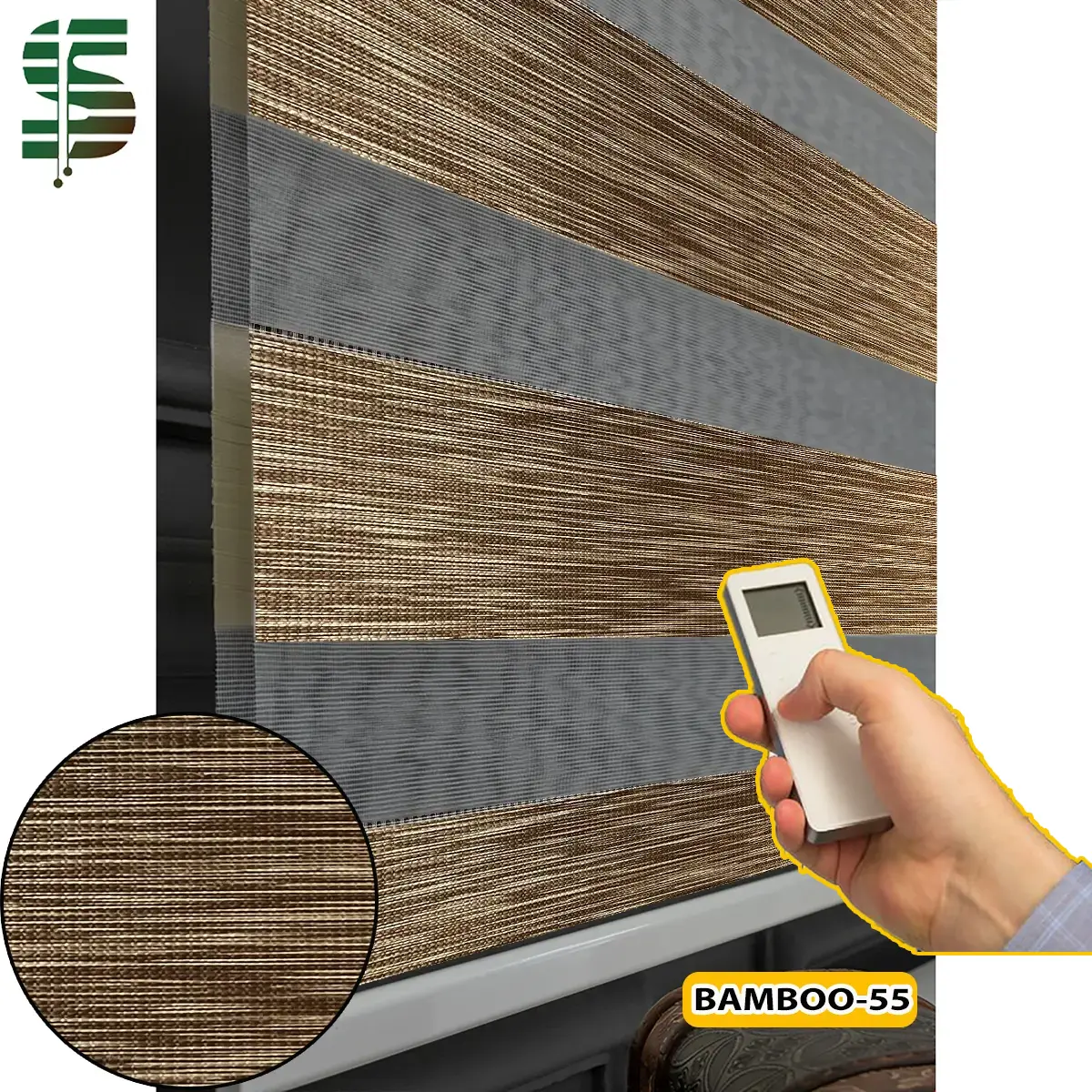 پرده زبرا برقی طرح چوب سری بامبو در 8 رنگ