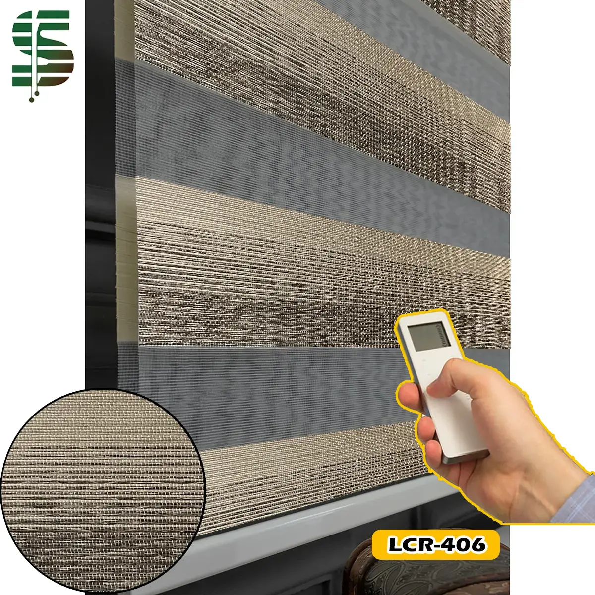 پرده زبرا برقی سه رنگ lcr قهوه ای