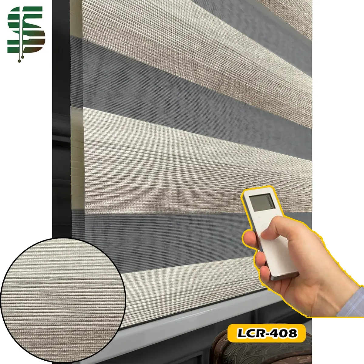 پرده زبرا برقی سه رنگ lcr کرم