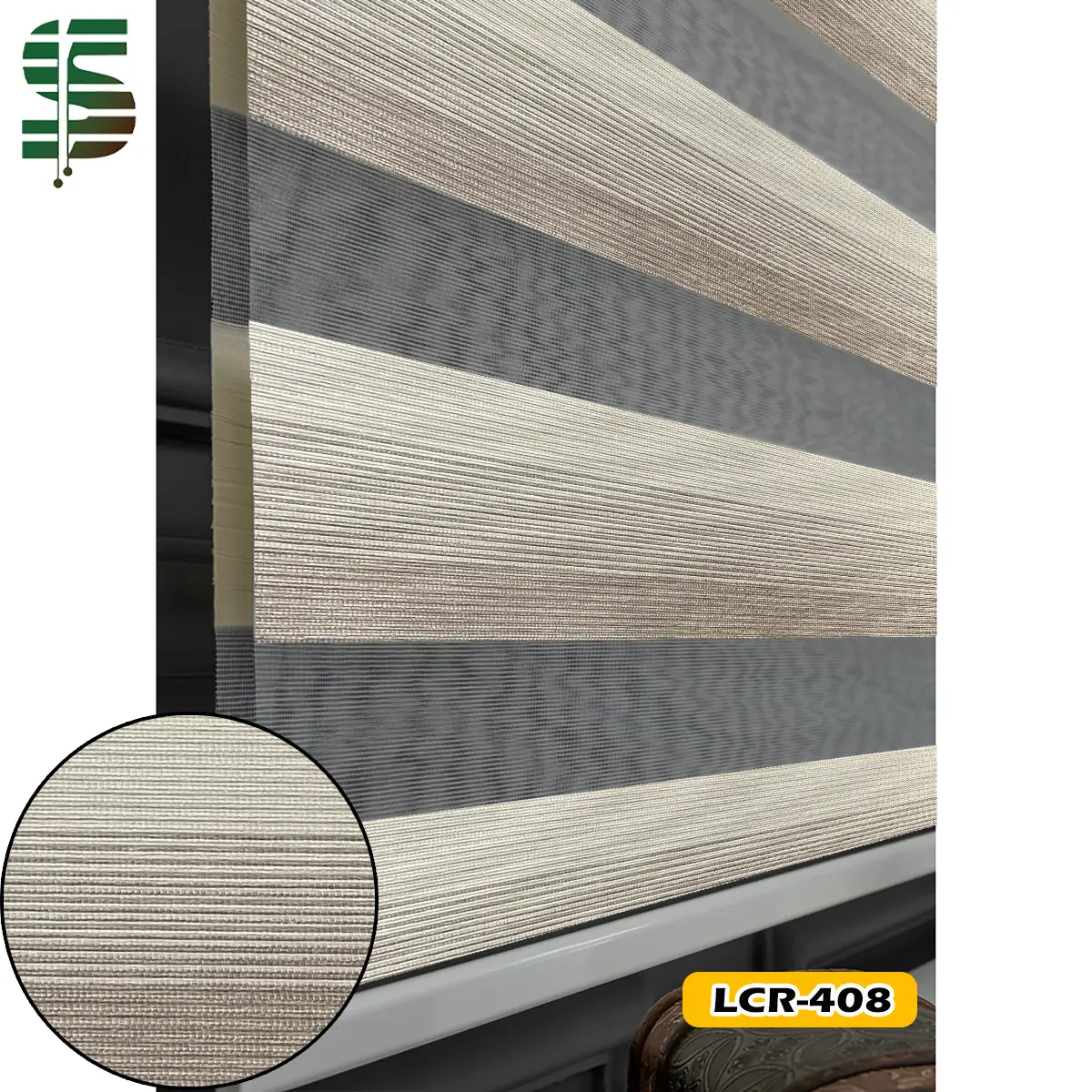 پرده زبرا طرح چوبی کرم LCR