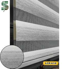 پرده زبرا طرح چوبی طوسی LCR