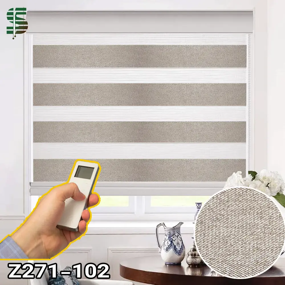 پرده زبرا برقی بلک اوت کد z271 رنگ کرم تیره