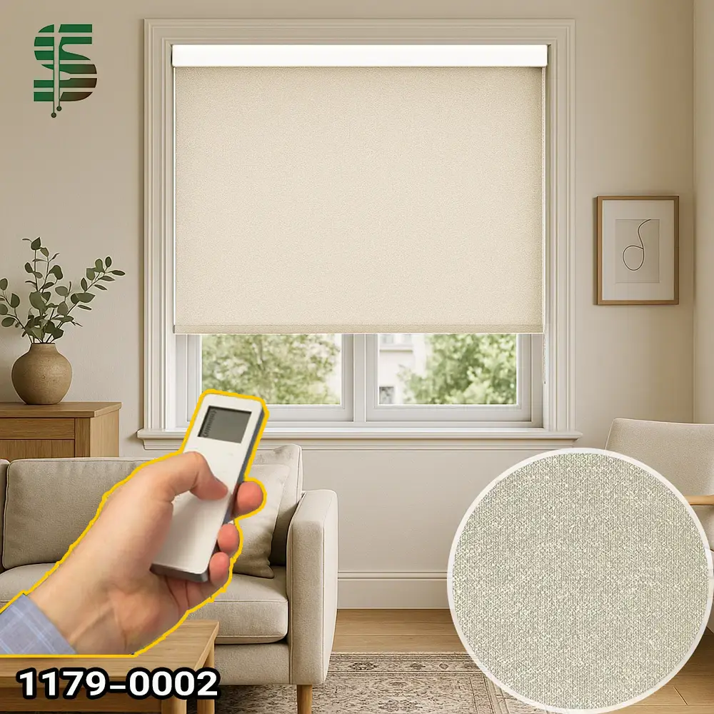 پرده شید بافت دار برقی کرم شیری