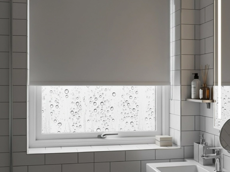 نمای داخلی مناطق مرطوب با پرده شید بلک اوت، مقاوم در برابر رطوبت و با ماندگاری بالا