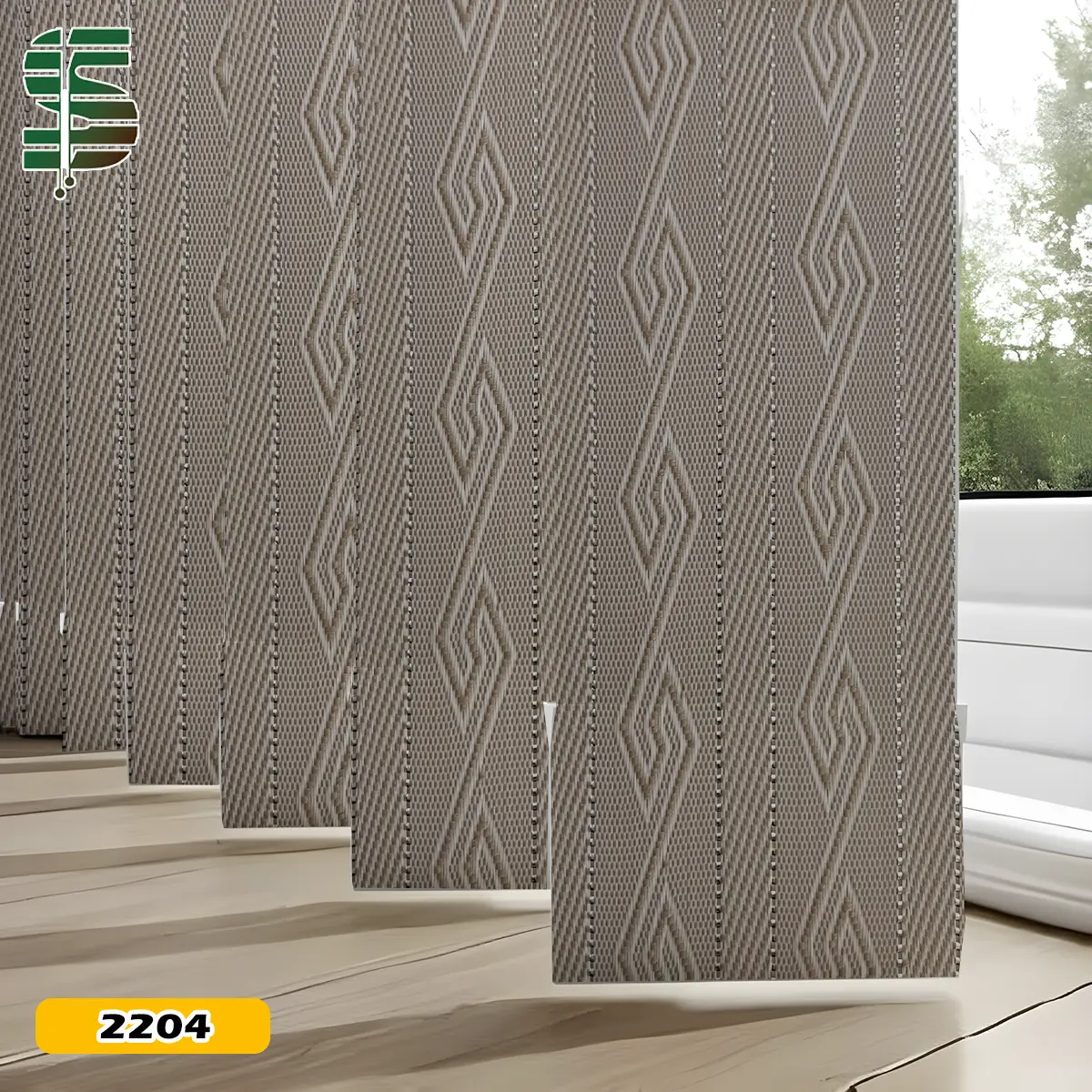 پرده لوردراپه طرح پیچک قهوه ای