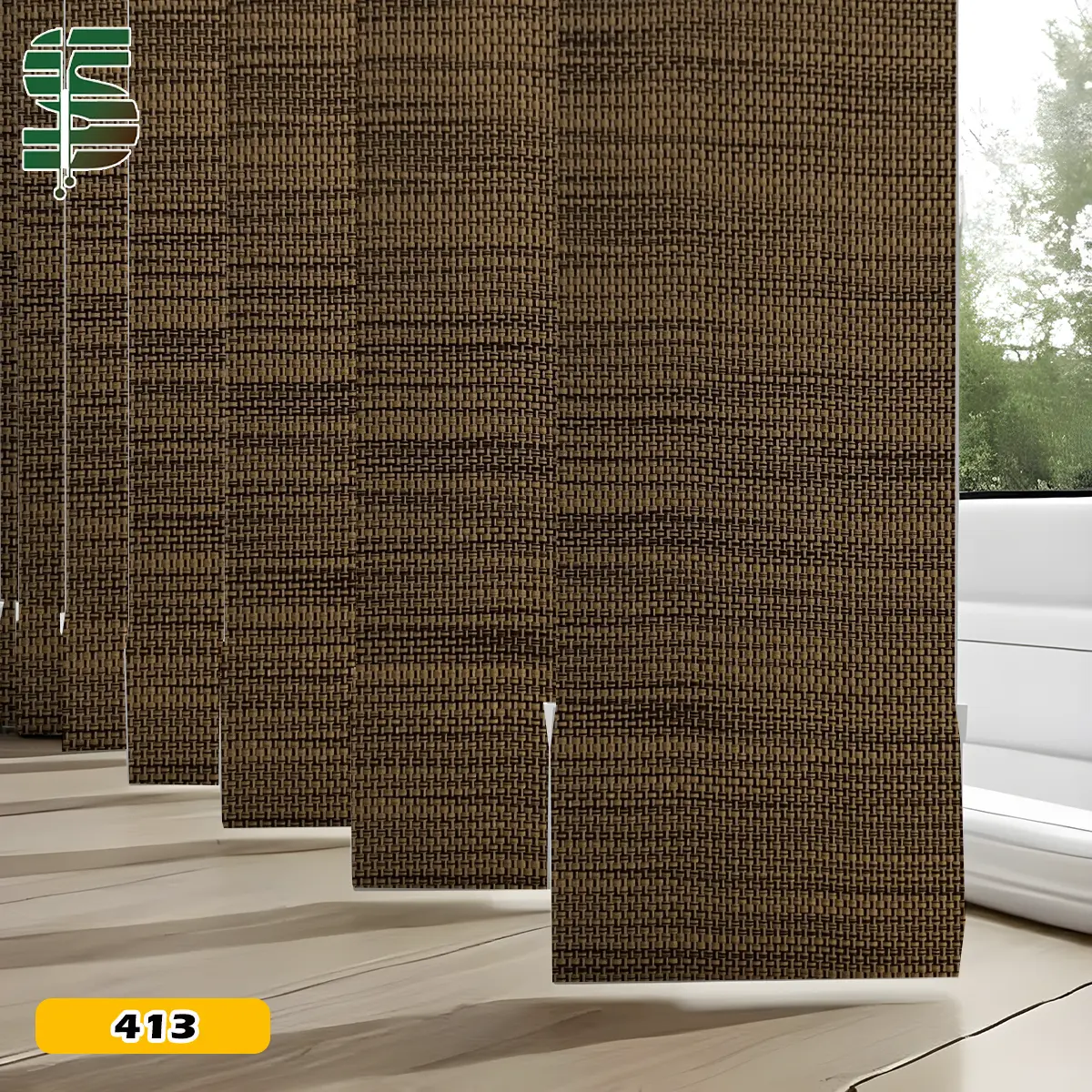 پرده لوردراپه طرح چوب قهوه ای تیره