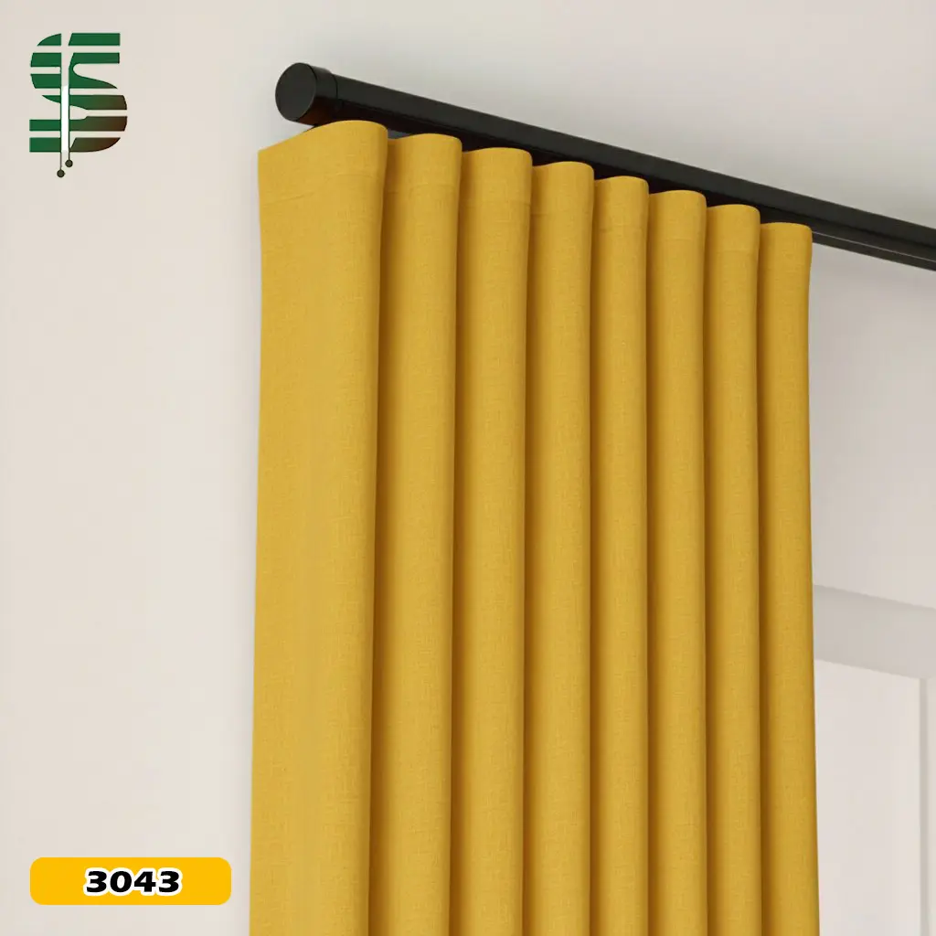 پرده مینیمال کتان هازان زرد انبه ای