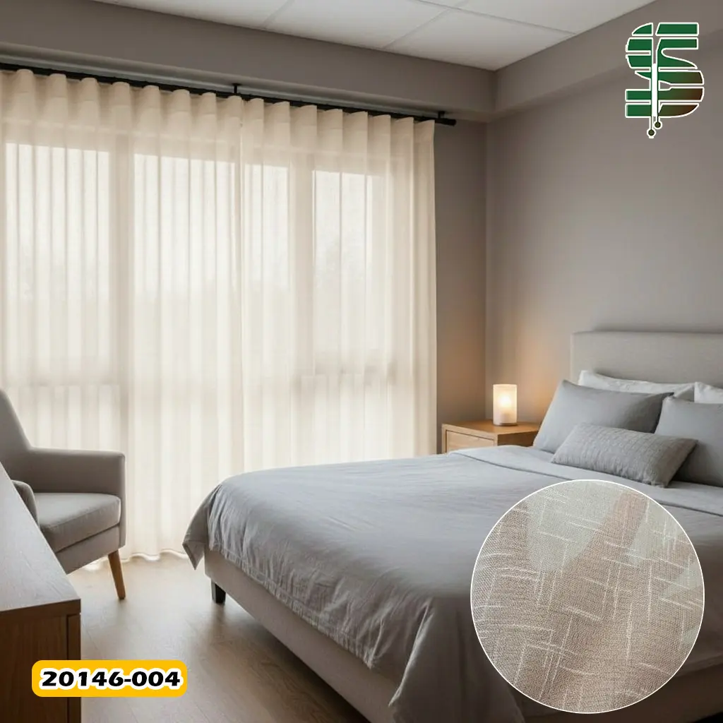 پرده مینیمال حریر کتان کرم