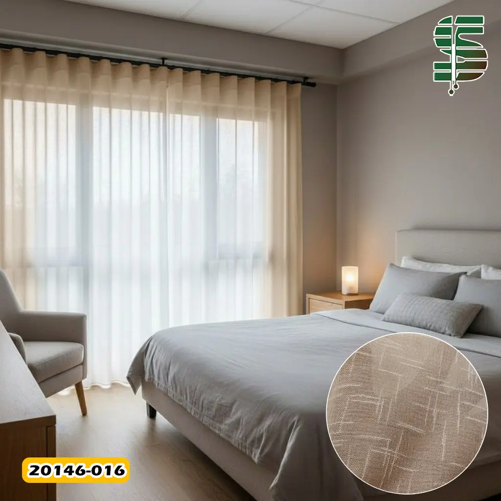 پرده مینیمال حریر کتان نسکافه