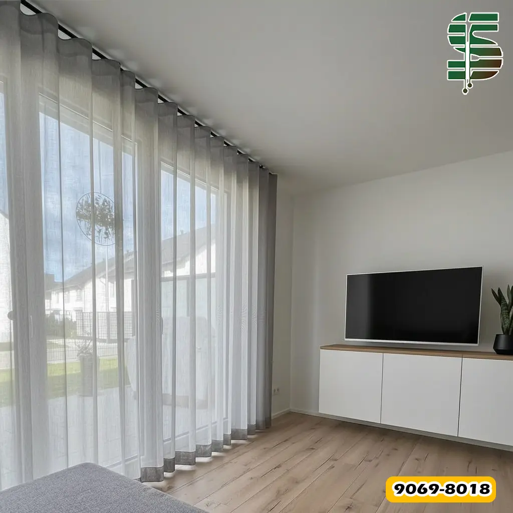 پرده مینیمال حریر طوسی