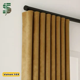 پرده مینیمال مخمل کالیفرنیا کرم طلایی