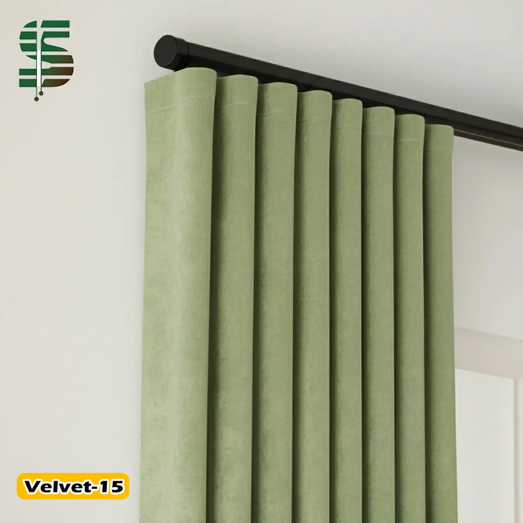 پرده مینیمال مخمل کالیفرنیا سبز کم رنگ