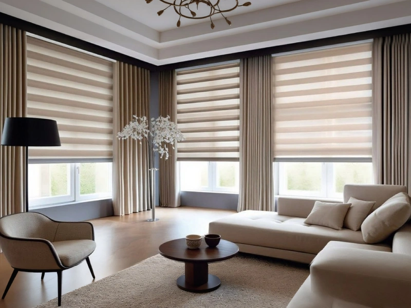 ترکیب پرده زبرا با پرده پارچهای برای جلوهای مدرن و شیک