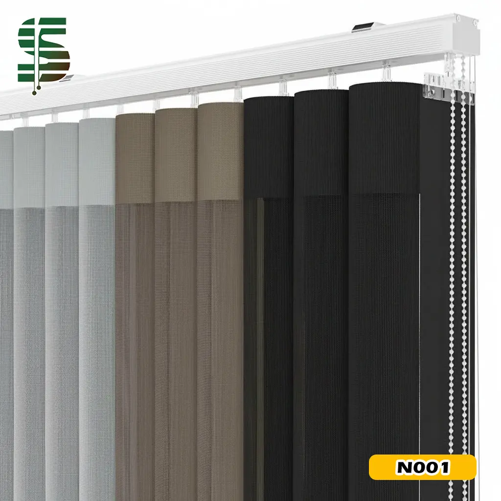 پرده ورتیکال مشکی خاکی سفید 9 سانت