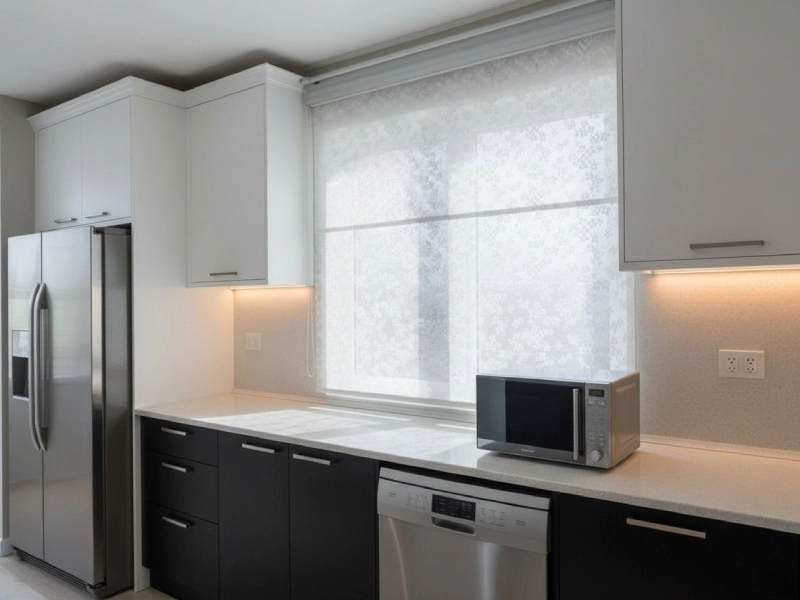 بهترین اختلاف رنگ بین دو لایه پرده دبل شید در یک فضای مدرن و روشن