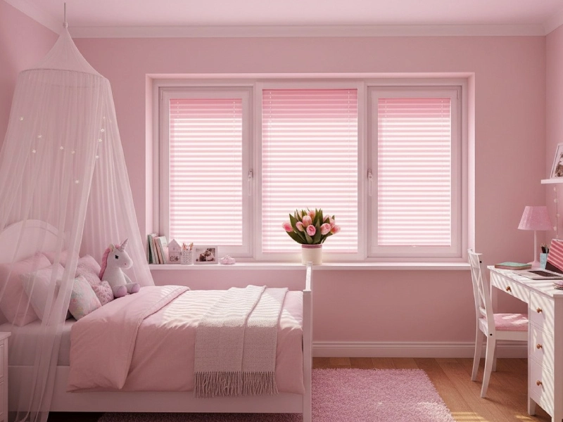 نصب پرده پلیسه پشت دری روی سطح صاف در اتاق دخترانه