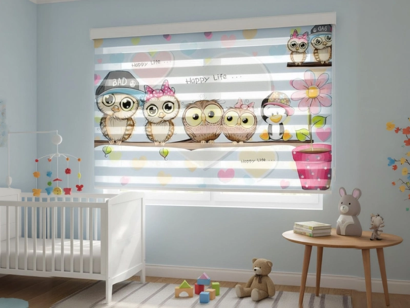 پرده زبرا اتاق کودک طرح جغد