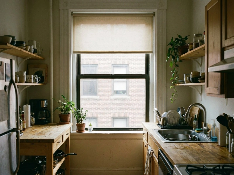 خرید پرده شید آشپزخانه با مشاوره تخصصی و اندازه‌گیری دقیق در فضای آشپزخانه منزل