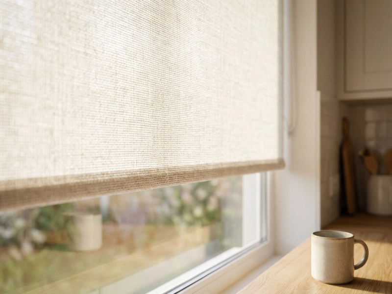 قیمت پرده شید آشپزخانه بر اساس ابعاد پنجره و نصب داخل قاب در فضای آشپزخانه