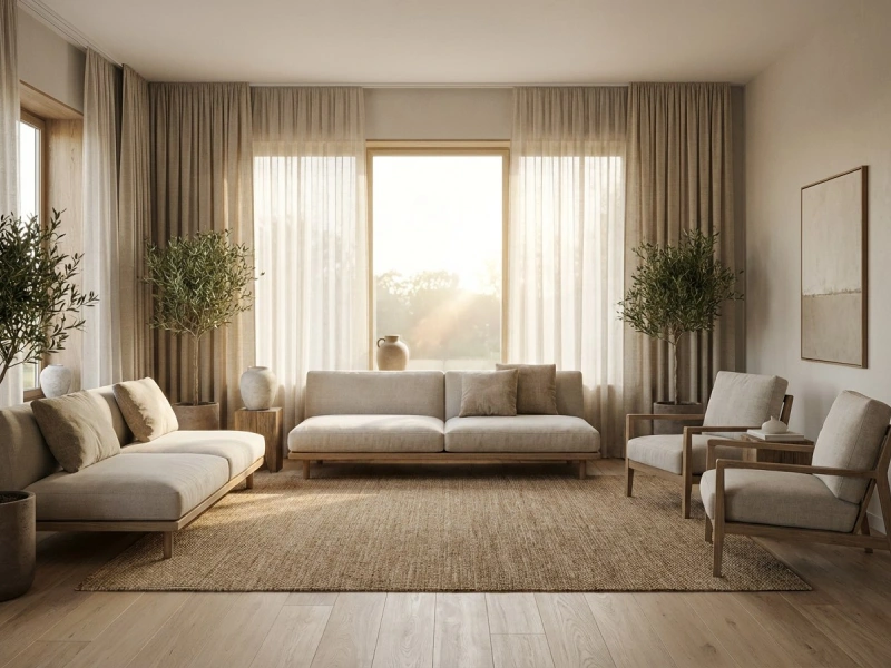 ذیرایی مدرن با پردههای کتان و لینن، بافت نرم و لطیف، جلوه شیک و هماهنگ با دکوراسیونهای مختلف