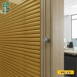 پرده کرکره ولومی داخل پارتیشن رنگ طلایی