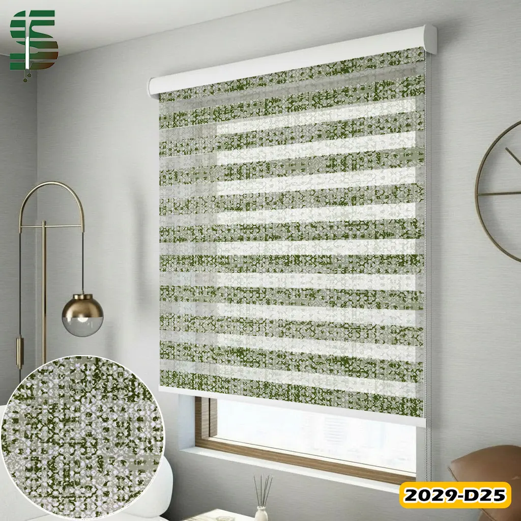 پرده زبرا طرح دار کد 2029D رنگ سبز