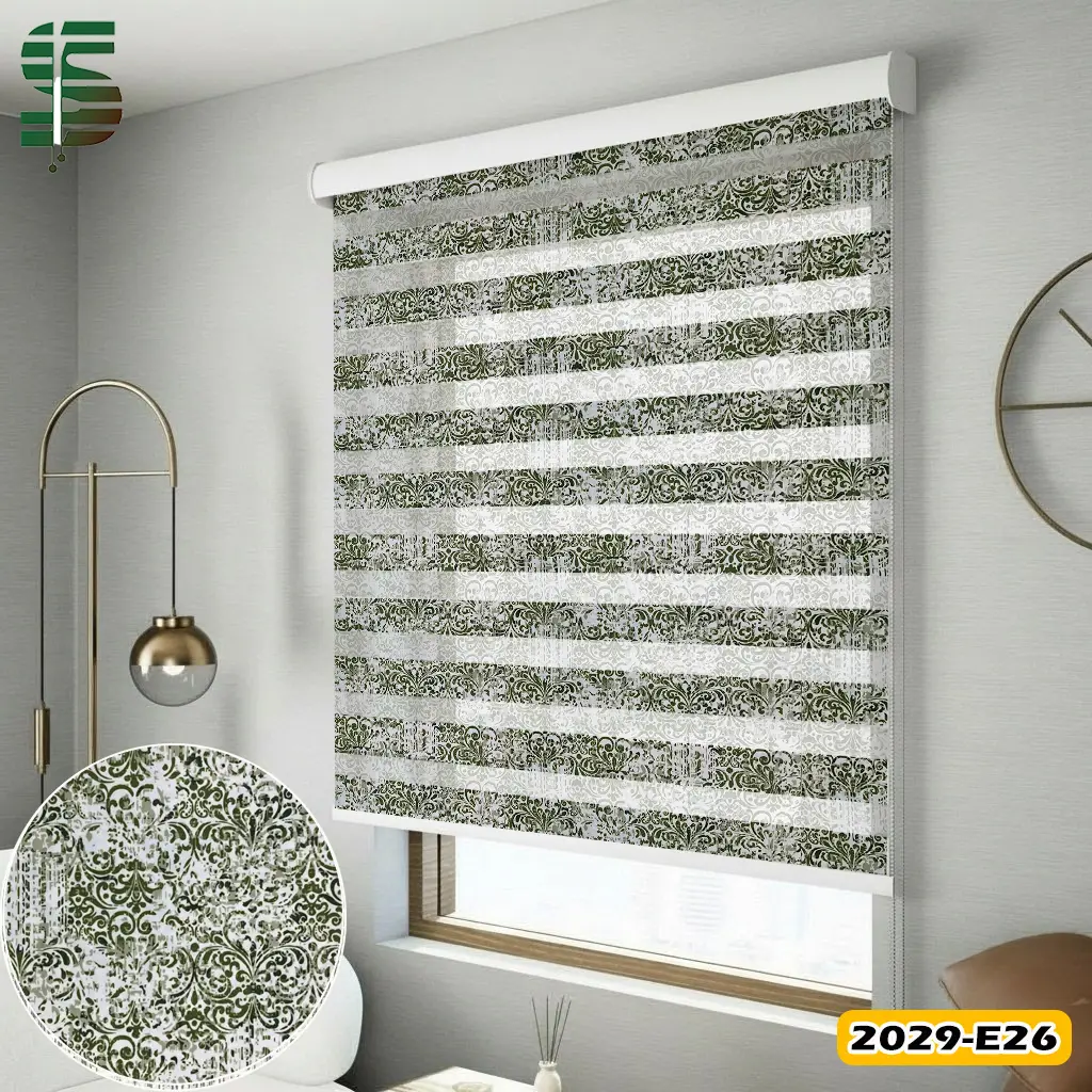پرده زبرا طرح دار کد 2029e سبز