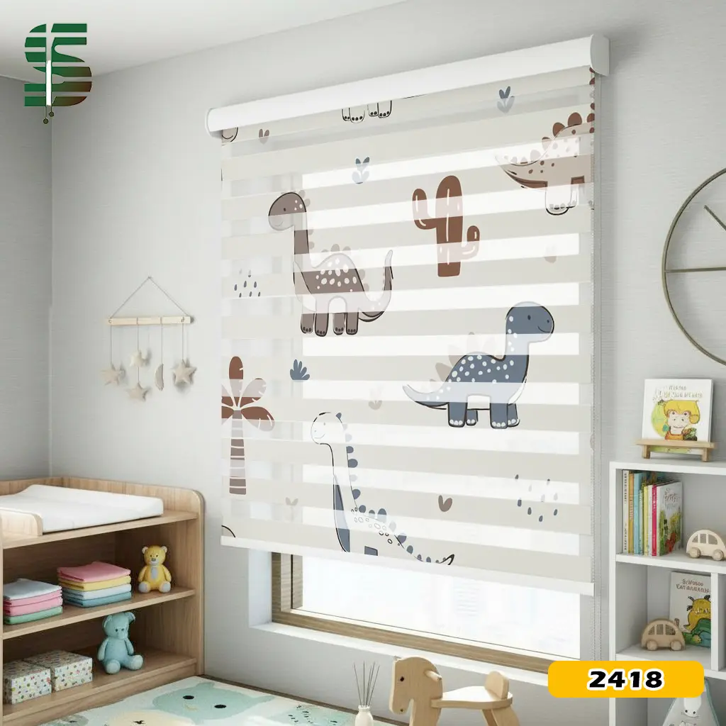 پرده زبرا کودک طرح دایناسور کد ZB-2418