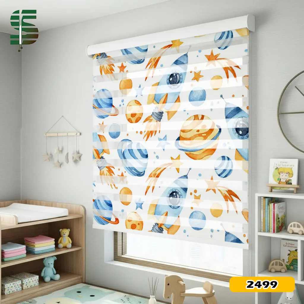 پرده زبرا کودک طرح سفینه و فضا کد ZB-2499