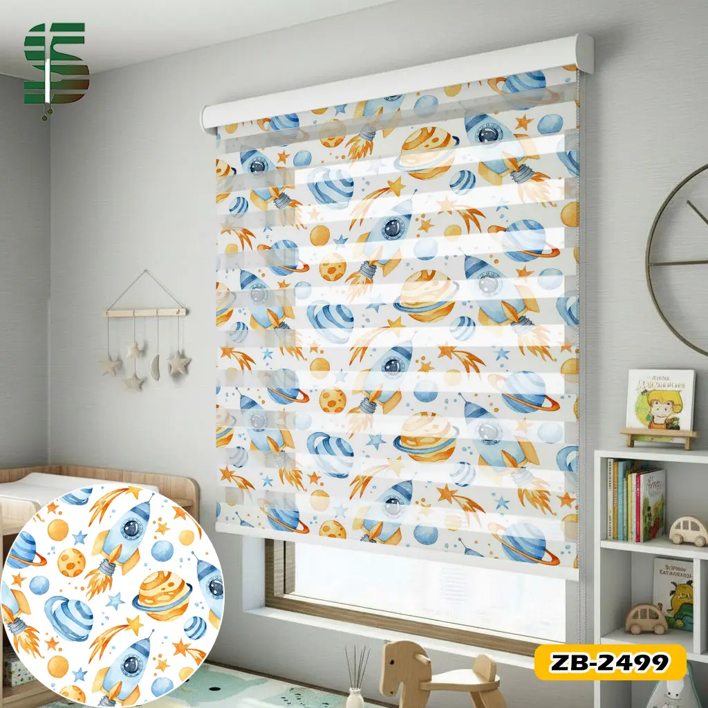 پرده زبرا کودک طرح سفینه و فضا کد ZB-2499