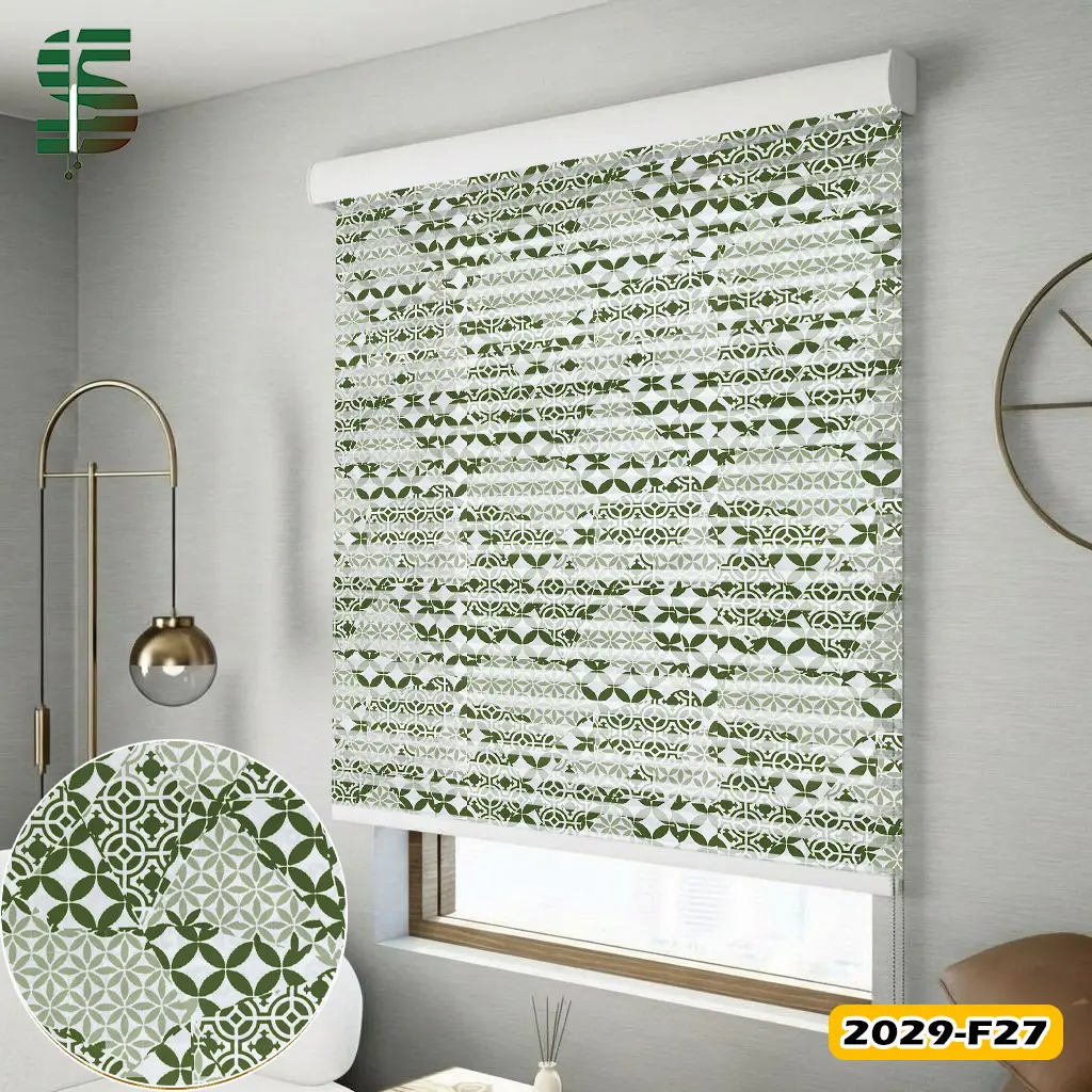 پرده شب و روز طرح دار کد 2029e سبز