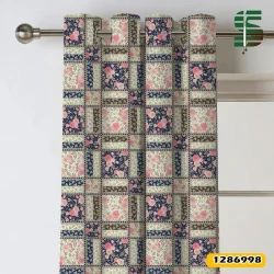 پرده پانچ طرح دار کد 1286998 مدل پس زمینه شطرنجی با گل رز