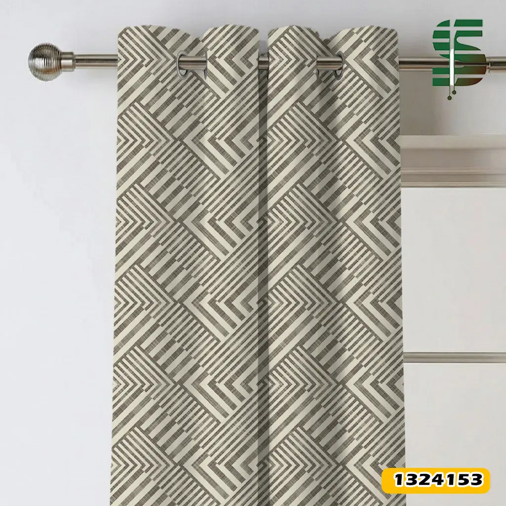 پرده پانچ طرح دار کد 1324153 مدل هندسی راه راه