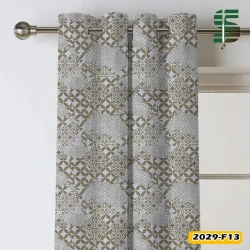 پرده پانچ طرحدار کرم کد 2029f