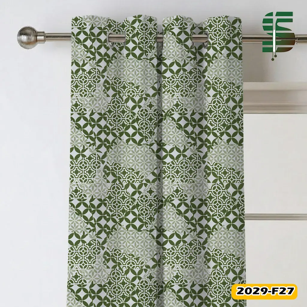 پرده پانچ طرحدار سبز کد 2029f