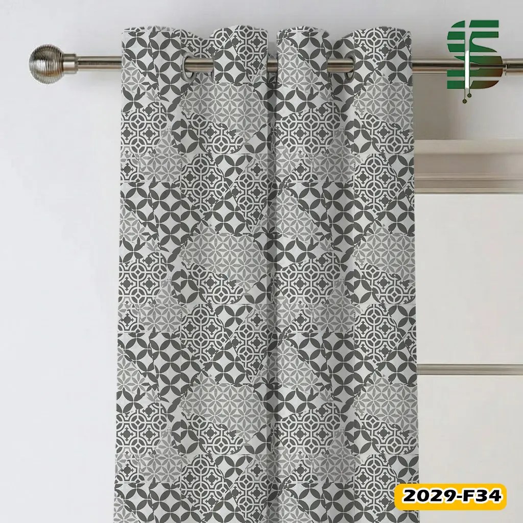 پرده پانچ طرحدار طوسی کد 2029f