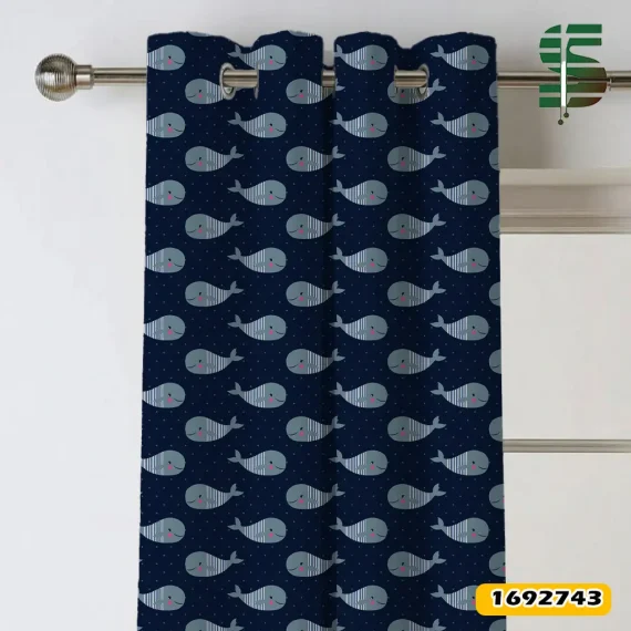 eyelet-curtains-1692743 پرده پانچ کودک کد 1692743 طرح نهنگ ها با پس زمینه خالخالی