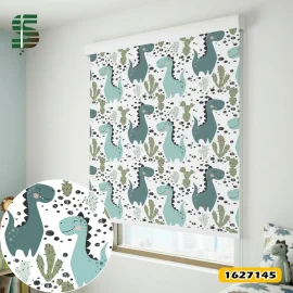 پرده شید کودک کد 1627145 طرح دایناسور دینو همراه با کاکتوس