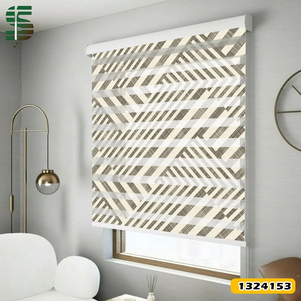 پرده زبرا طرح دار کد 1324153 مدل هندسی راه راه