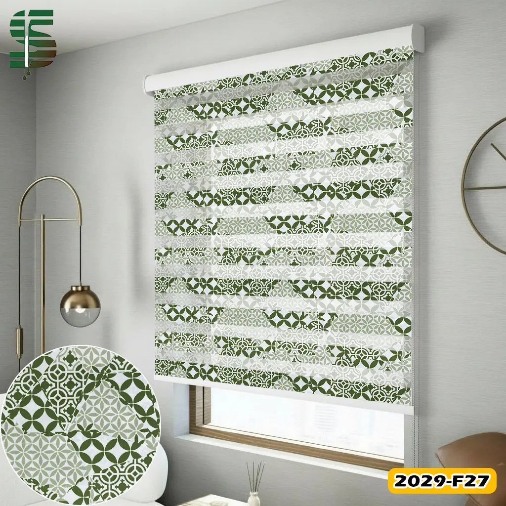 پرده زبرا طرح دار کد 2029f سبز