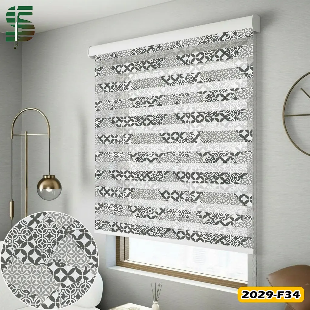 پرده زبرا طرح دار کد 2029f طوسی
