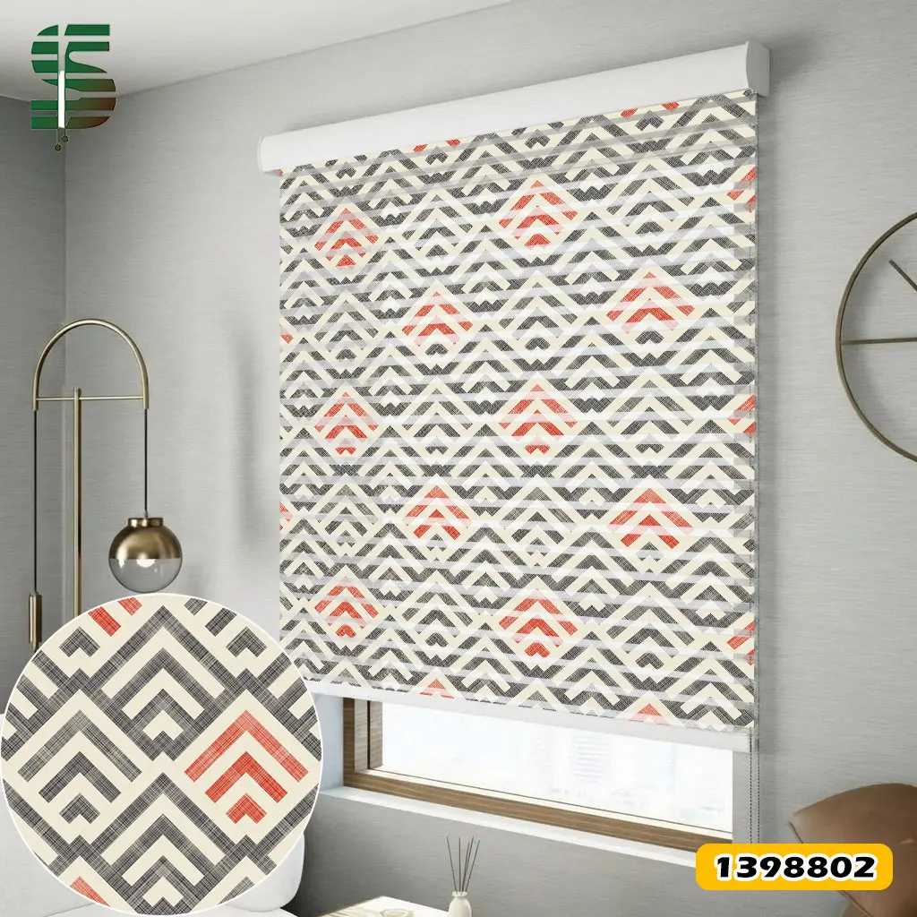 پرده شب و روز طرح دار کد 1398802 مدل هندسی زمینه بافت