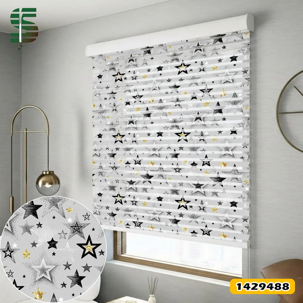 پرده شب و روز طرح دار کد 1429488 مدل ستاره